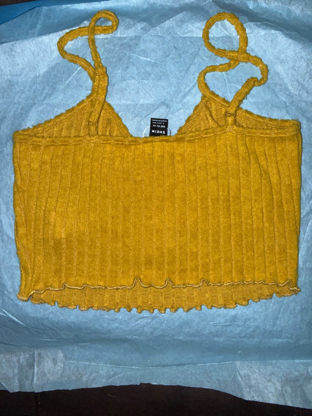 SHEIN Mustard Ribbed V-Neck Cropped Tank - Picture 6 of 7
